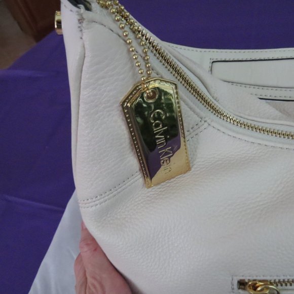 Like New Ivory Leather Calvin Klein Tote - Picture 7 of 16